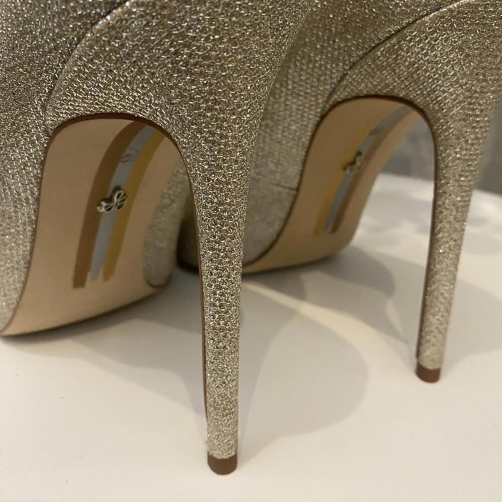 Sam Edelman Glitter Pointed-Toe Stiletto Pump - Champagne Gold - Picture 4 of 8